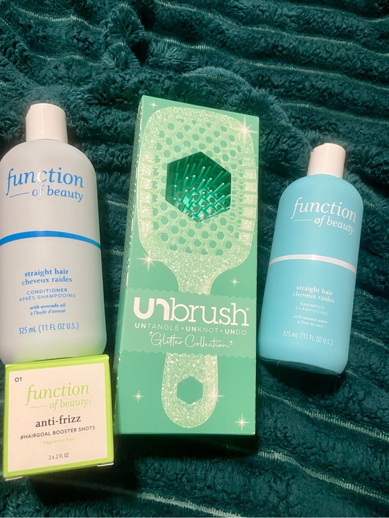 Other - Straight Hair Shampoo & Conditioner Set with Unbrush Detangling Brush - Teal
